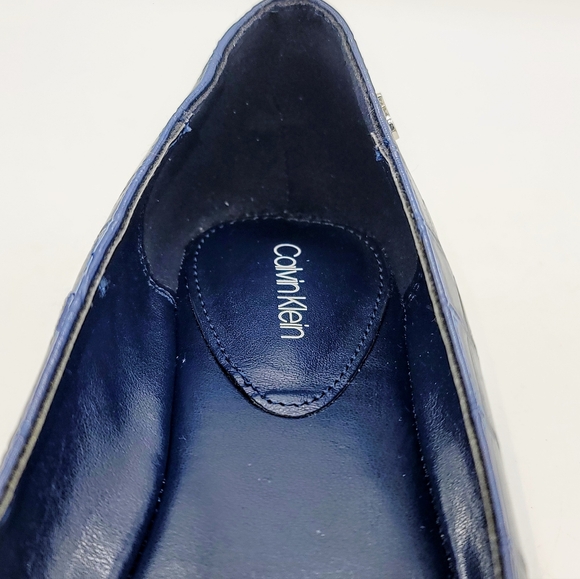 Calvin Klein Felice Ballet Flats Navy Faux Croc Embossed CK Logo Classic Casual - Picture 12 of 16